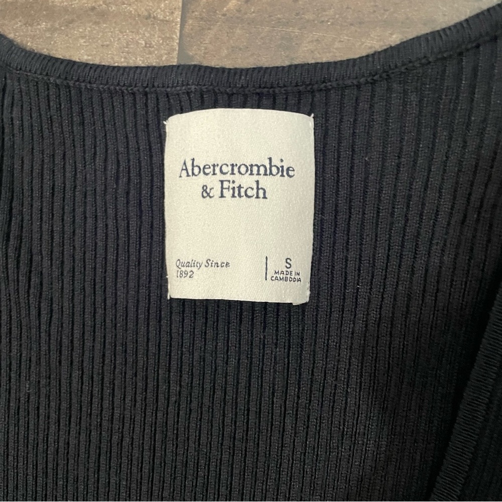 Abercrombie & Fitch Ribbed Sweater Cropped Scoop Neck Fitted Women’s S Black - Picture 8 of 8